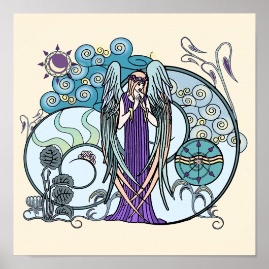 Engel van de Clouds Pastel Art Print (Voorkant)