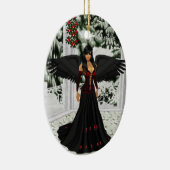 Engel van de donkere ovalen keramisch ornament (Rechts)