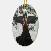 Engel van de donkere ovalen keramisch ornament (Links)