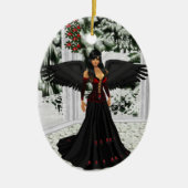 Engel van de donkere ovalen keramisch ornament (Voorkant)