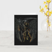 Engel van de doodgrim Reaper Scary Halloween Occul Kaart (Gele Bloem)