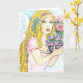 Engel van de lente kaart (Gele Bloem)
