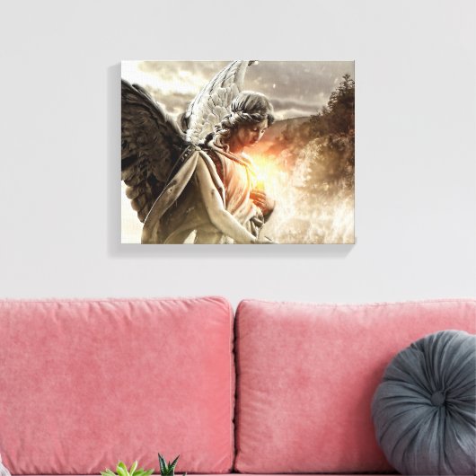 Engel van de pech canvas afdruk (Insitu (Woonkamer))