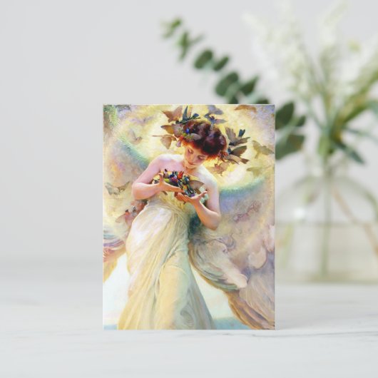 Engel van de vogels briefkaart (Staand voorkant)
