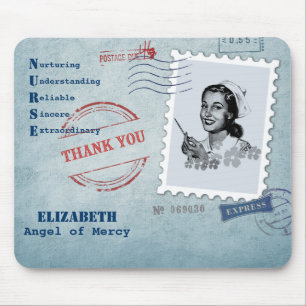 Engel van genade. Retro Nurse Aangepaste Naam Muismat