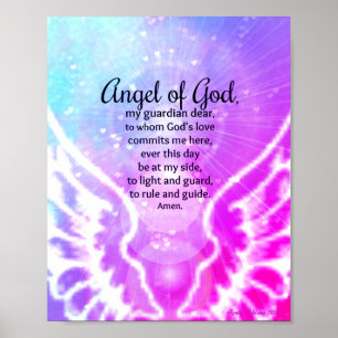 Engel van God Roze Paarse Waterverf Vleugels Gebed Poster