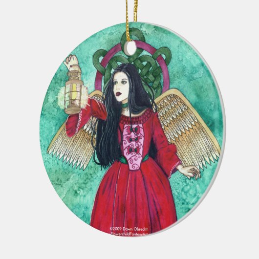 Engel van het kerstlicht ©2009 Dawn Obrec... Keramisch Ornament (Links)
