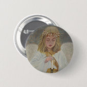 Engel van licht ronde button 5,7 cm (Voorkant /achterkant)