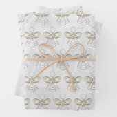 Engel van vreugde Elegant Goud Witte Parels & Kant Inpakpapier Vel (In situ)