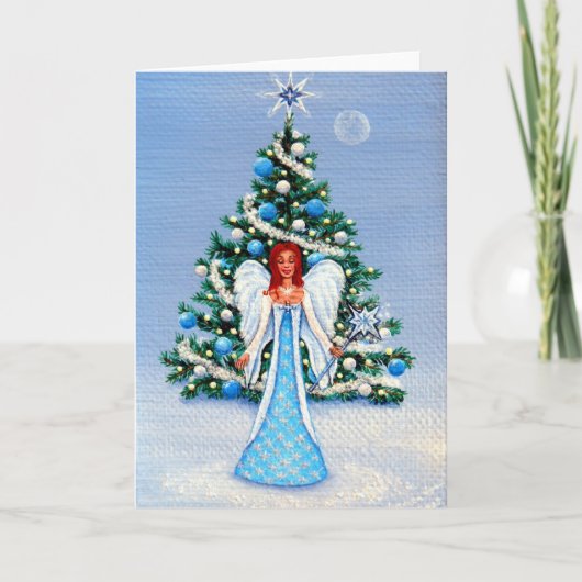 "Engel van Witte Kerstmis " Feestdagen Kaart (Voorkant)