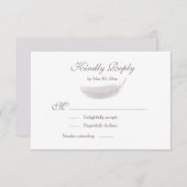 Engel Veer Lila Wit Grijs Trouw RSVP Kaart (Voorkant / Achterkant)