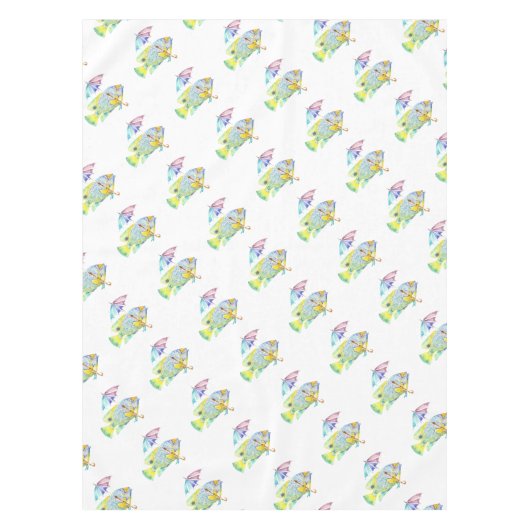 Engel vis met paraplu tafelkleed (Voorkant)