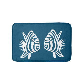 Engel-vis Zee Blauw-witte kustdeco Badmat