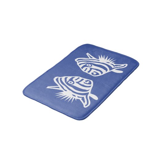 Engel vissen Soft Blue en witte kustdeco Badmat (Gekanteld)