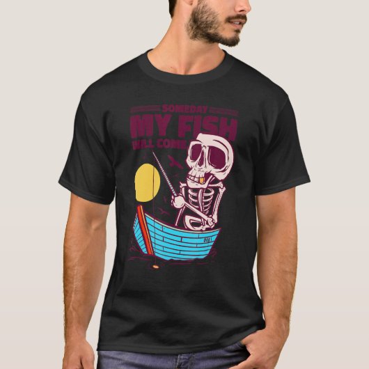 Engel vissersboot skelet schedel angler t-shirt (Voorkant)