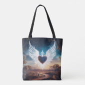 Engel vleugels die een hartvorm vormen tote bag (Achterkant)