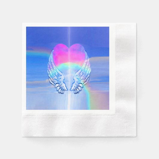 Engel vleugels gewikkeld rond een hart servet (Voorkant)