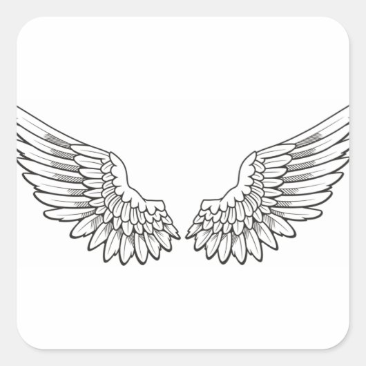 engel vleugels vierkante sticker (Voorkant)