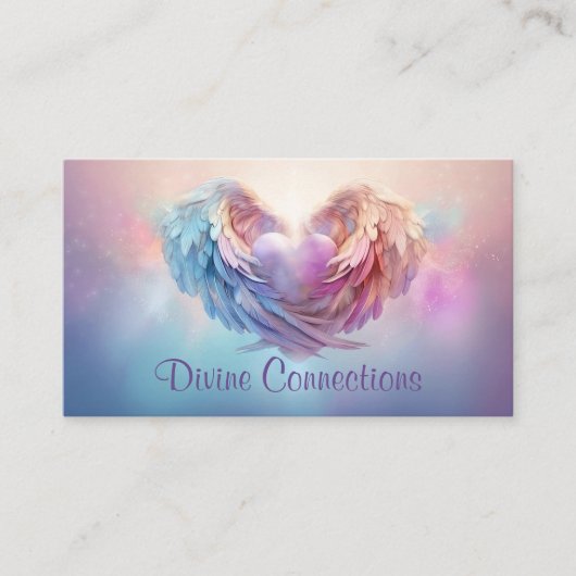 Engel vleugels zachtjes het hart omarmen visitekaartje (Voorkant)