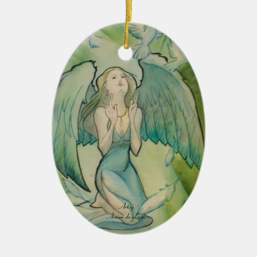 Engel voor vrede keramisch ornament (Voorkant)