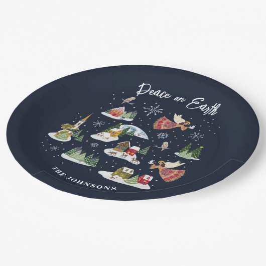 Engel Vrede op Aarde Kerstmis Papieren Bordje (Gekanteld)