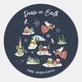 Engel Vrede op Aarde Kerstmis Ronde Sticker (Voorkant)