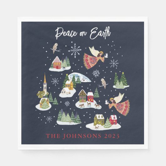 Engel Vrede op Aarde Kerstmis Servet (Voorkant)