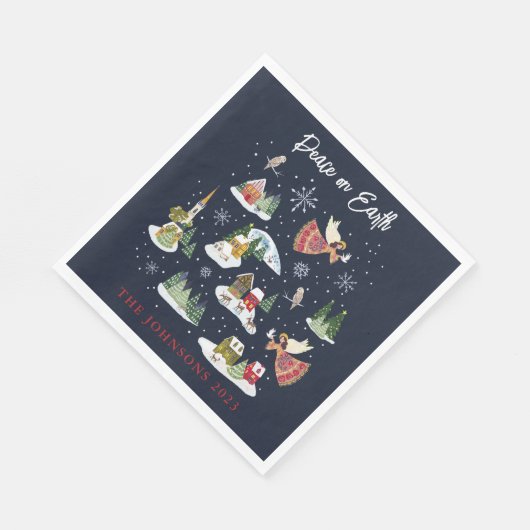 Engel Vrede op Aarde Kerstmis Servet (Hoek)