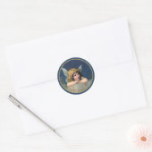  Engel Vrolijk kerstblauw en goud Ronde Sticker (Envelop)