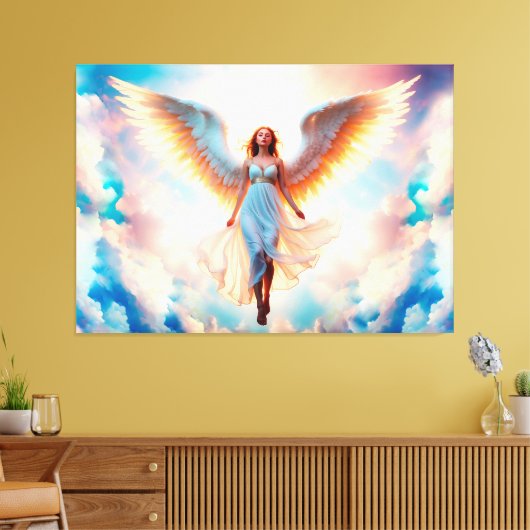 Engel vrouw vleugels hemelse religie hemel canvas afdruk (Insitu (Woonkamer))