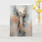 Engel Waterverf Wenskaart Kaart (Gele Bloem)