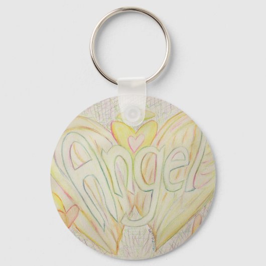 Engel Woord Kunst Schilderen Inspirerende Sleutelh Sleutelhanger (Voorkant)