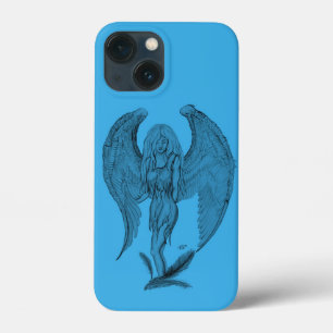 Engel zwart-blauw ontwerp iPhone 13 mini hoesje