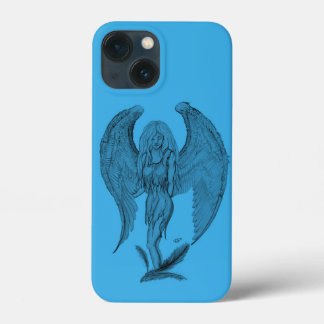 Engel zwart-blauw ontwerp iPhone 13 mini hoesje