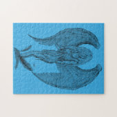 Engel zwart-blauw ontwerp legpuzzel (Horizontaal)