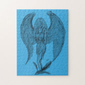 Engel zwart-blauw ontwerp legpuzzel (Verticaal)
