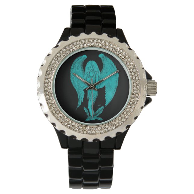 Engel zwart-groen ontwerp horloge (Voorkant)