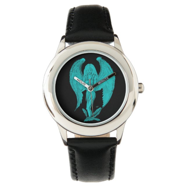 Engel zwart-groen ontwerp horloge (Voorkant)