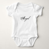 Engel zwart schrift tekst wit cute romper (Voorkant)