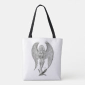 Engel, zwart-wit ontwerp tote bag (Achterkant)