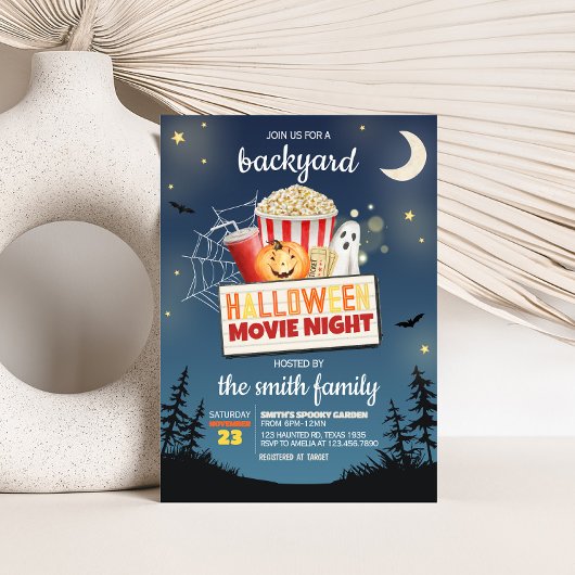 Engelachtig Achtertuin Halloween Filmavond Feest Kaart