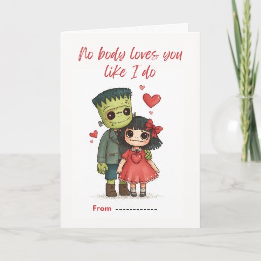 Engelachtig Cute Monster & Bruid Kaart (Voorkant)