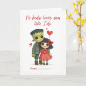 Engelachtig Cute Monster & Bruid Kaart (Gele Bloem)