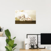 Engelachtig Duo: Lachende Bichon & Bao Bao Cloud Poster (Thuiskantoor)