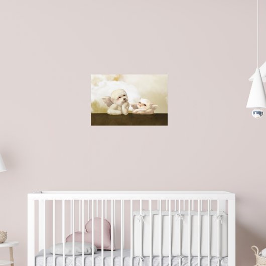 Engelachtig Duo: Lachende Bichon & Bao Bao Cloud Poster (Kinderkamer 2)