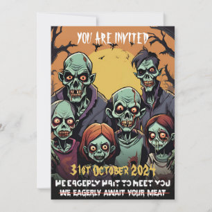 Engelachtig Grappige Zombie Familie Halloween Fees Kaart