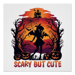 Engelachtig Griezelige Halloween Vleermuis Meisje Perfect Poster