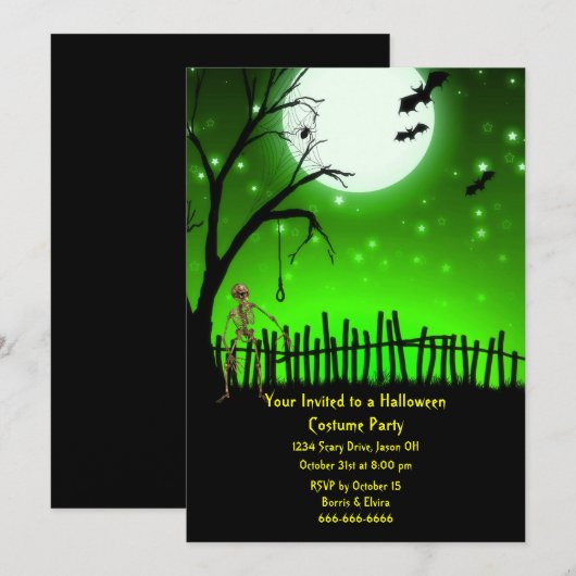 Engelachtig Halloween Feest Kaart (Voorkant / Achterkant)