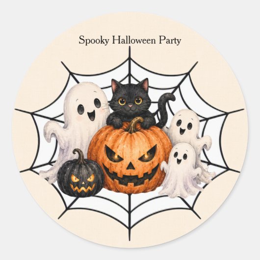 Engelachtig Halloween-feest Ronde Sticker (Voorkant)