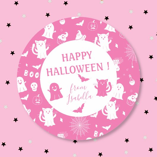 Engelachtig Kind Griezige Roze Halloween Sticker m